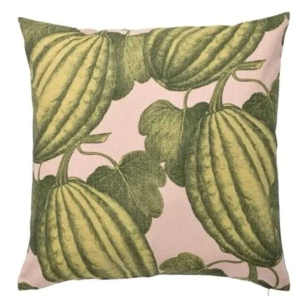 IKEA PARKSALLAT Set of 2 Pink Green Gourd Botanical Cotton Pillow Covers 20x20